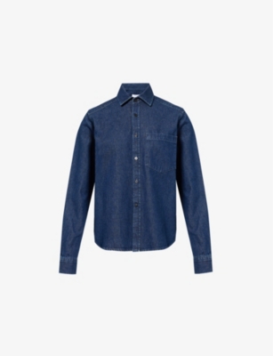 WITH NOTHING UNDERNEATH: The Classic patch-pocket organic denim-blend shirt