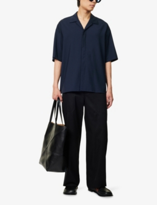 LOEWE: Notched-Collar Embroidered-Logo Wool Shirt