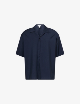 LOEWE: Notched-Collar Embroidered-Logo Wool Shirt