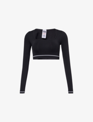 GYMSHARK: Contrast Seamless Crop Stretch-Woven Top