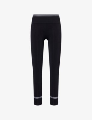 GYMSHARK: Contrast Seamless Striped Tapered-Leg Mid-Rise Stretch-Woven Leggings
