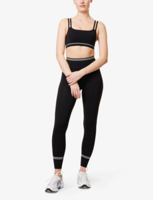 Gymshark Womens Gs Black Contrast Seamless Double-straps Stretch-woven Sports Bra Xxl In Gs Black