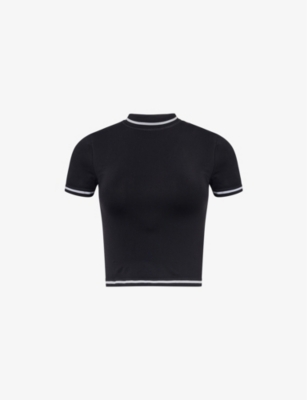 GYMSHARK: Contrast Seamless Cropped Stretch-Woven T-Shirt