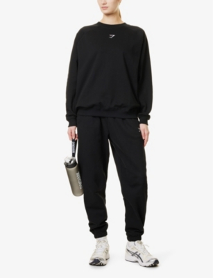 Gymshark Womens  Training Oversized Fleece Cotton-blend Sweatshirt In Gs Black