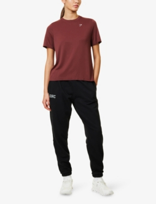 GYMSHARK WOMENS GS BURGUNDY BROWN EVERYDAY SEAMLESS NYLON T-SHIRT XS 
