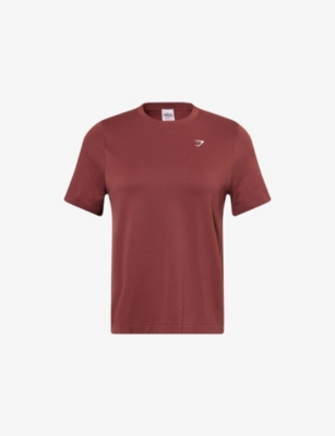GYMSHARK WOMENS GS BURGUNDY BROWN EVERYDAY SEAMLESS NYLON T-SHIRT XS 