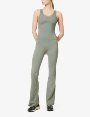Gymshark Womens Elevate Mesh-panels Stretch-woven Top Gs Unit Green In Gs Unit Green