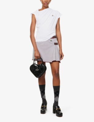 Vivienne Westwood Cotton Sleeveless Top With Draped Neckline In White