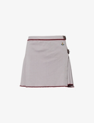 Vivienne Westwood Mens Pigeon Grey Valentina Logo-embroidery Cotton And Wool-blend Knit Kilt In Pigeon Grey