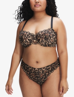 Savage X Fenty Womens  On The Prowl Stretch-lace Balconette Bra In Beige Brule/drk Chc Brwn