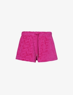 Savage X Fenty Womens Signature Script Brushed Velour Shorts Purple Passionfruit Met In Purple Passionfruit Met
