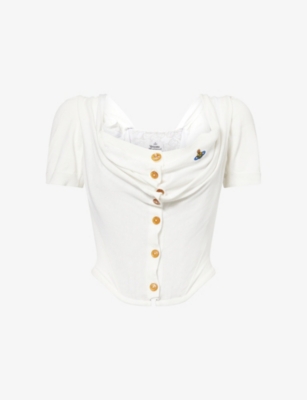 VIVIENNE WESTWOOD: Bea Corset Cardigan-Overlay Cotton Top
