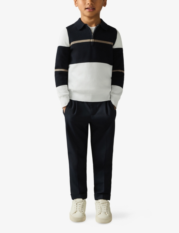 Tokyo Colour-Block Knitted Modal and Cotton Polo Shirt 3-9 years