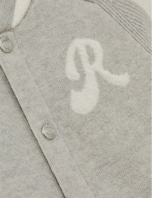 Reiss Yates Logo-intarsia Wool-blend Bomber Jacket 3-13 Years Grey Whit In Grey White