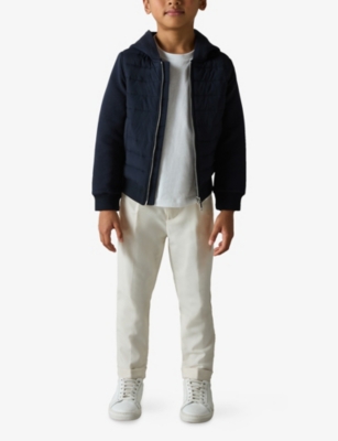 Reiss Taylor Hybrid Hooded Cotton-blend Puffer Jacket 3-13 Years Navy In Black