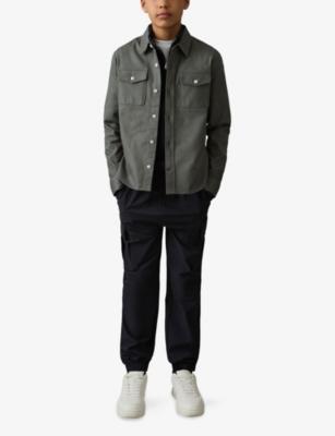 REISS: Whisper Patch-Pocket Long-Sleeve Stretch-Cotton Shirt 9-13 Years