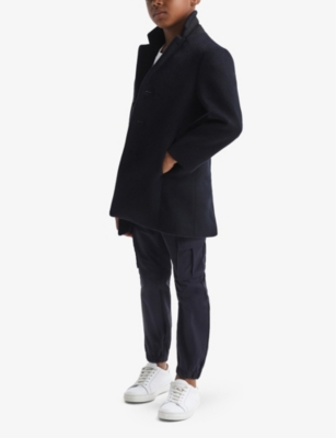 Reiss Gable Single-breasted Wool-blend Overcoat 3-9 Y In Navy