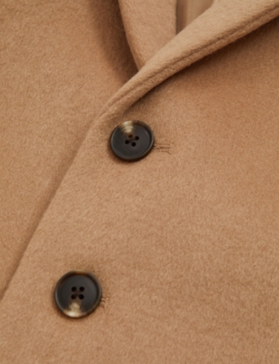 Reiss Camel 13-14 Yrs Single Breasted Overcoat In Brown