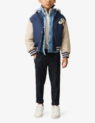 REISS: Logo-Patch Hooded Woven Varsity Jacket  3-9 Years