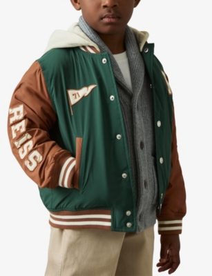 REISS: Home-Run Colour-Block Hooded Varsity Jacket 9-13 Years