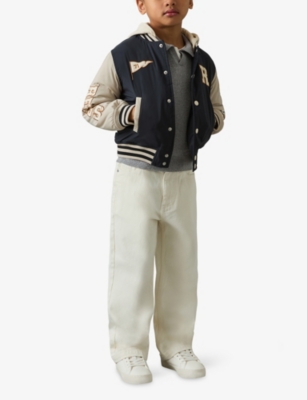 REISS: Home-Run Colour-Block Hooded Varsity Jacket 9-13 Years