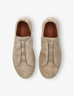Ermenegildo Zegna Mens  Triple Stitch Suede Espadrilles In Grey