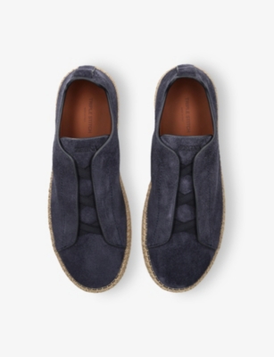 Ermenegildo Zegna Mens  Triple Stitch Suede Espadrilles In Blue