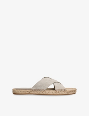 ERMENEGILDO ZEGNA: Cross-Over Suede Espadrille Flat Sandals