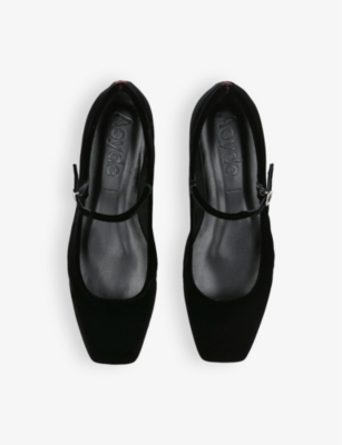 AEYDE: Uma square-toe velvet Mary Jane flats