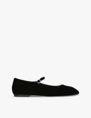 AEYDE: Uma square-toe velvet Mary Jane flats
