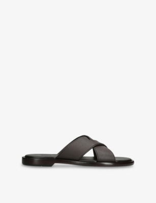 ERMENEGILDO ZEGNA: Crossover-Strap Leather Flat Sandals