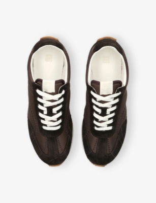 Totême Womens Sport Woven And Suede Low-top Trainers Dark Brown Eur 36 / 3 Uk