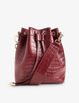 WHISTLES: Giulia croc-embossed leather bucket bag