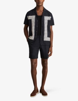 REISS: Drawstring Elasticated-Waist Stretch-Woven Chino Shorts