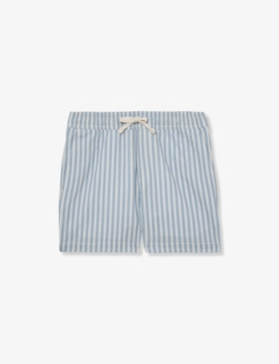 REISS: Bay Stripe-Print Elasticated-Waist Seersucker Shorts 9-13 Years
