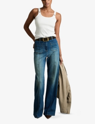 REISS: Isabella Scoop-Neck Stretch-Cotton Vest Top