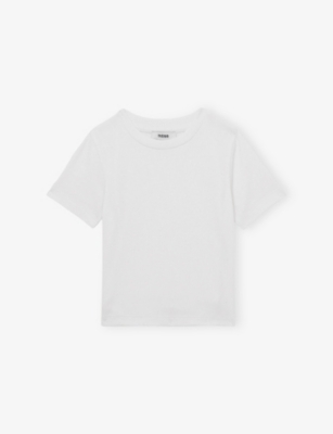 REISS IVORY ROUND-NECK SHORT-SLEEVE VICTORIA RIBBED COTTON-JERSEY T-SHIRT 4 