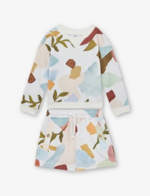 REISS: Abstract-Print Relaxed-Fit Two-Piece Cotton Set 4-9 Years