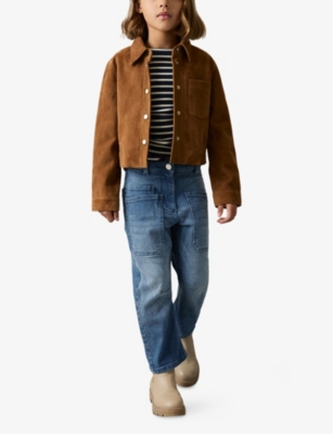REISS BRADY BARREL-LEG PATCH-POCKET DENIM JEANS 9-13 