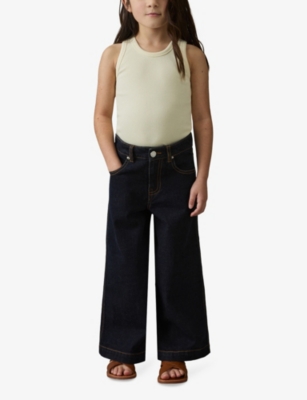 Reiss Myrtle Wide-leg Cropped Denim Jeans 9-13 Years Indigo