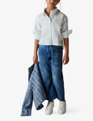 REISS KIARI BUTTON-DOWN LONG-SLEEVE COTTON SHIRT 9-13 