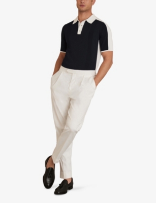 REISS: Pentel Colour-Block Knitted Polo Shirt