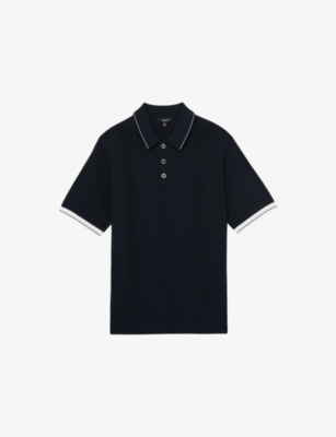 REISS: Portman Short-Sleeved Knitted Polo Shirt
