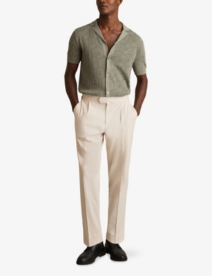REISS: Royce Pointelle Short-Sleeve Cotton Shirt