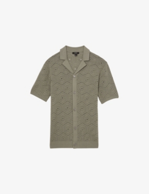 REISS: Royce Pointelle Short-Sleeve Cotton Shirt