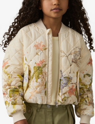 REISS NINA FLORAL-PRINT QUILTED NYLON JACKET 4-9 