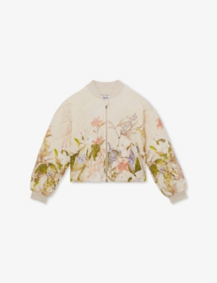REISS NINA FLORAL-PRINT QUILTED NYLON JACKET 4-9 