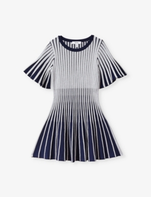 Reiss Kids' Silver Ice Ribbed Metallic-knit Mini Dress 4-9 Y