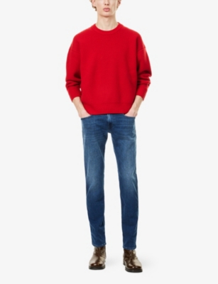 REPLAY: Anbass Brand-Patch Straight-Leg Slim-Fit Cotton-Blend Jeans