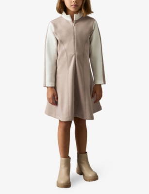 REISS KELLY CONTRAST-PANEL JERSEY DRESS 4-9 